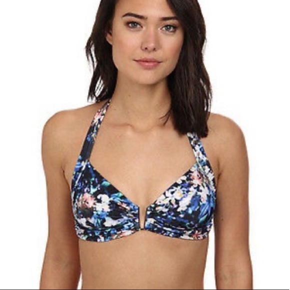 Badgley Mischka Floriana Bikini Top Halter Style w Rose Gold U Bar - Picture 5 of 14